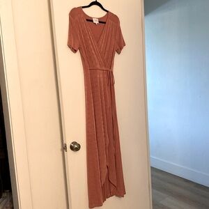 J.O.A Coral Plunge Maxi Dress